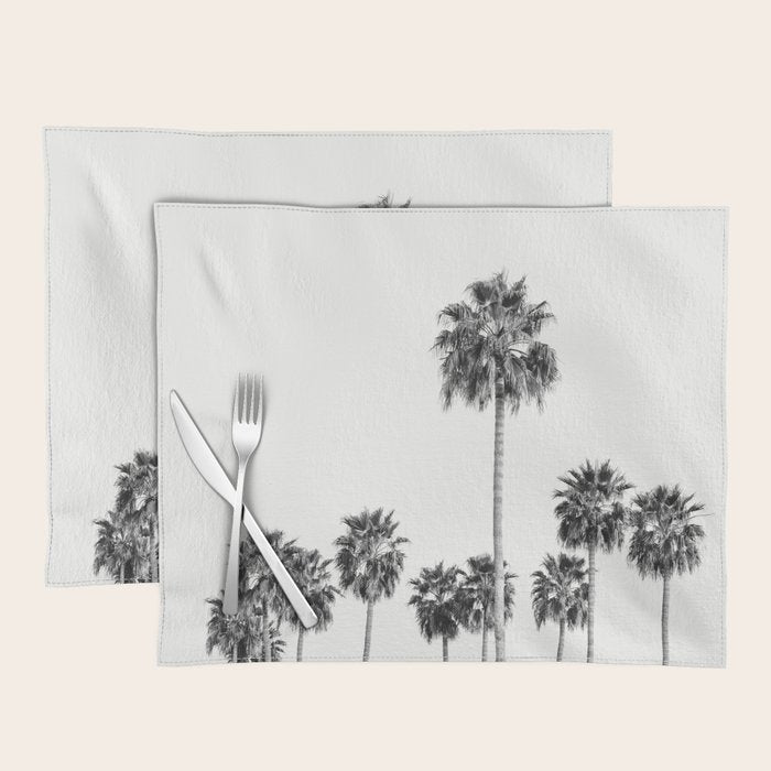 Los Angeles Palm Trees - Black and White Photography Placemat Gallery Image 1