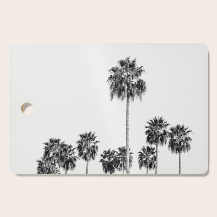 Los Angeles Palm Trees - Black and White Photography Cutting Board Gallery Image 1