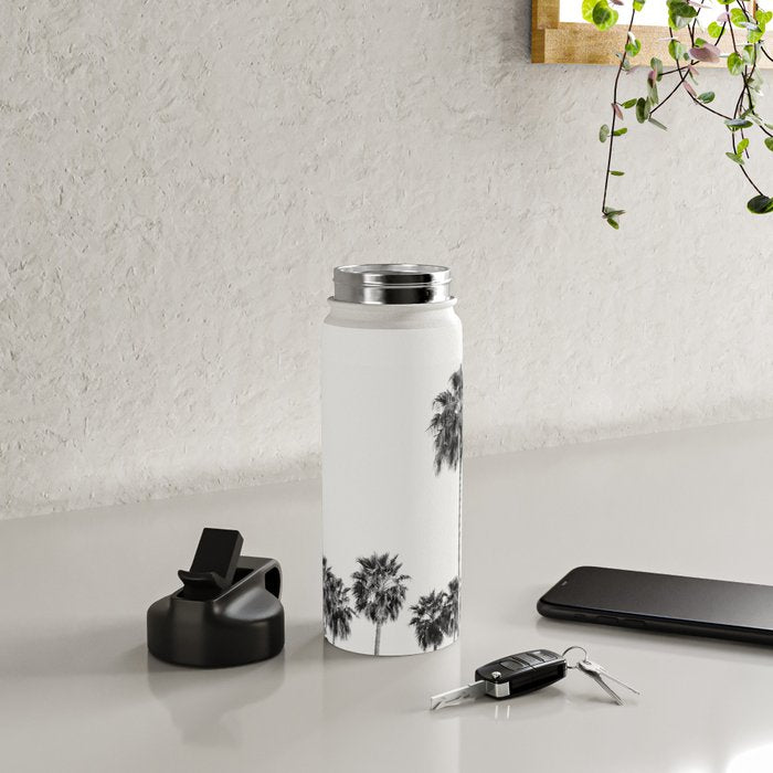 Los Angeles Palm Trees - Black and White Photography Water Bottle Gallery Image 5