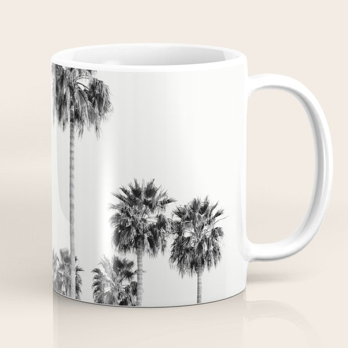Los Angeles Palm Trees - Black and White Photography Coffee Mug Gallery Image 1