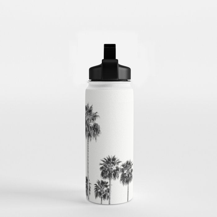 Los Angeles Palm Trees - Black and White Photography Water Bottle Gallery Image 2