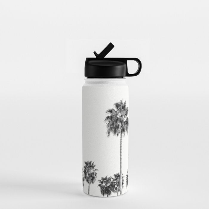 Los Angeles Palm Trees - Black and White Photography Water Bottle Gallery Image 1