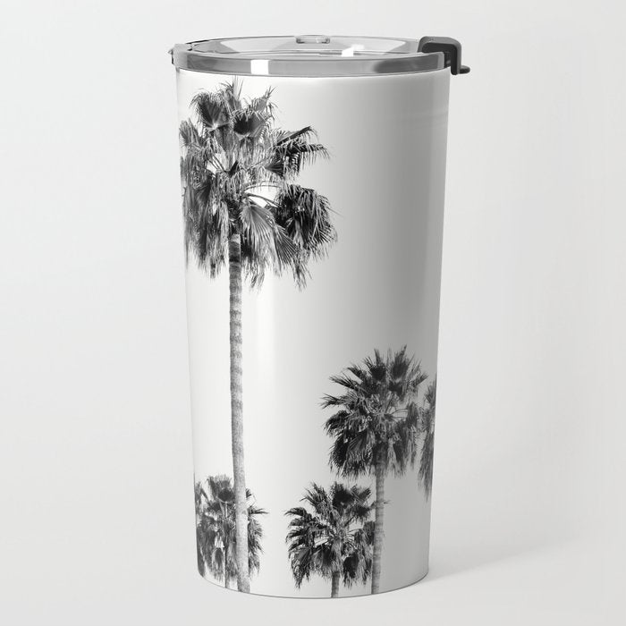 Los Angeles Palm Trees - Black and White Photography Travel Mug Gallery Image 2