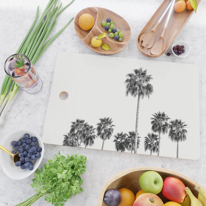 Los Angeles Palm Trees - Black and White Photography Cutting Board Gallery Image 2