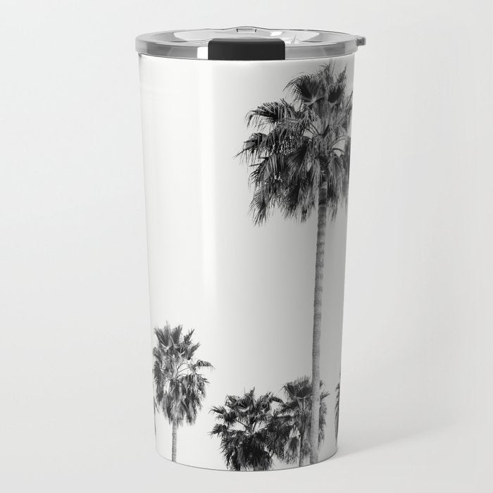 Los Angeles Palm Trees - Black and White Photography Travel Mug Gallery Image 1