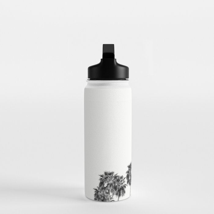 Los Angeles Palm Trees - Black and White Photography Water Bottle Gallery Image 3