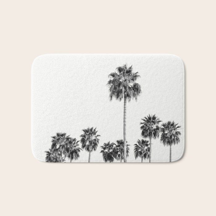 Los Angeles Palm Trees - Black and White Photography Bath Mat Gallery Image 1