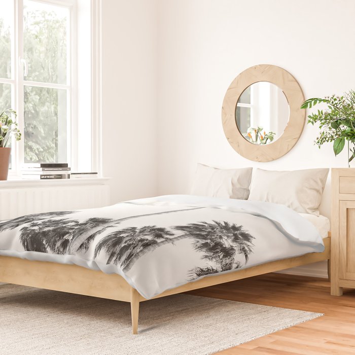 Los Angeles Palm Trees - Black and White Photography Duvet Cover Gallery Image 2