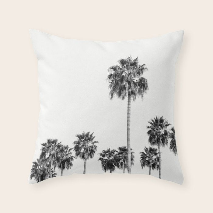 Los Angeles Palm Trees - Black and White Photography Throw Pillow Gallery Image 1