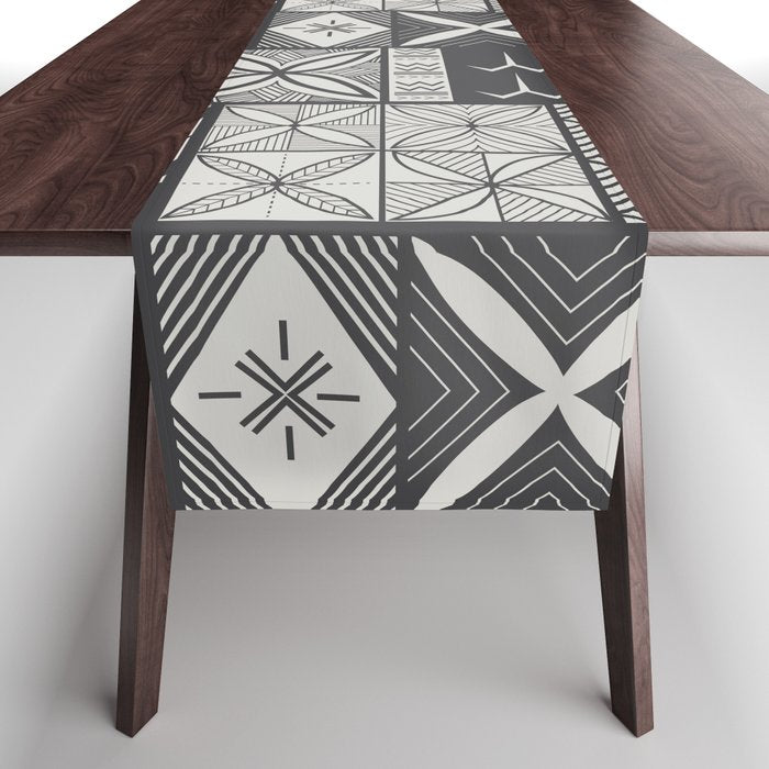 UrbanNesian Grey Maluelue Siapo and Tatau Table Runner Gallery Image 1