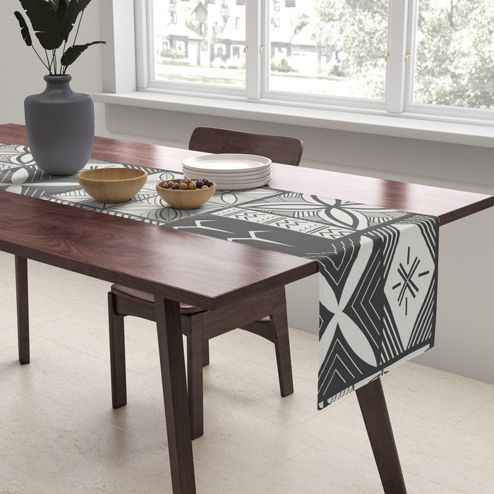 UrbanNesian Grey Maluelue Siapo and Tatau Table Runner Gallery Image 2