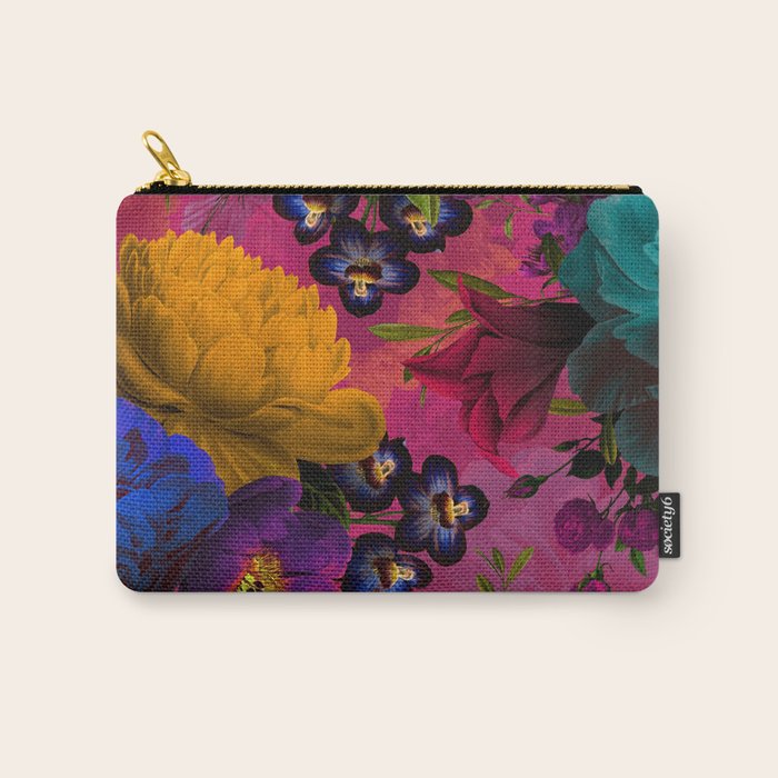 Vintage & Shabby Chic - Purple Botanical Lush Flowers Midnight Garden Carry All Pouch Gallery Image 1
