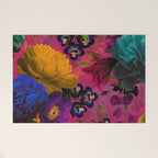 Vintage & Shabby Chic - Purple Botanical Lush Flowers Midnight Garden Welcome Mat Gallery Image 1