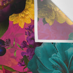 Vintage & Shabby Chic - Purple Botanical Lush Flowers Midnight Garden Wall Tapestry Gallery Image 3