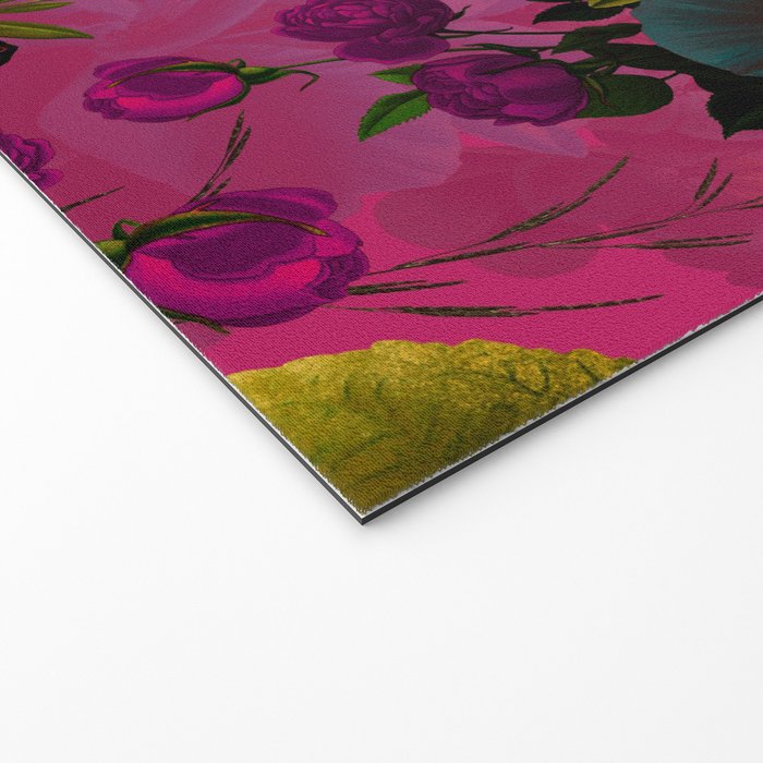 Vintage & Shabby Chic - Purple Botanical Lush Flowers Midnight Garden Welcome Mat Gallery Image 2