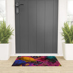Vintage & Shabby Chic - Purple Botanical Lush Flowers Midnight Garden Welcome Mat Gallery Image 3