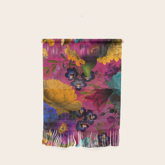 Vintage & Shabby Chic - Purple Botanical Lush Flowers Midnight Garden Wall Hanging Gallery Image 1