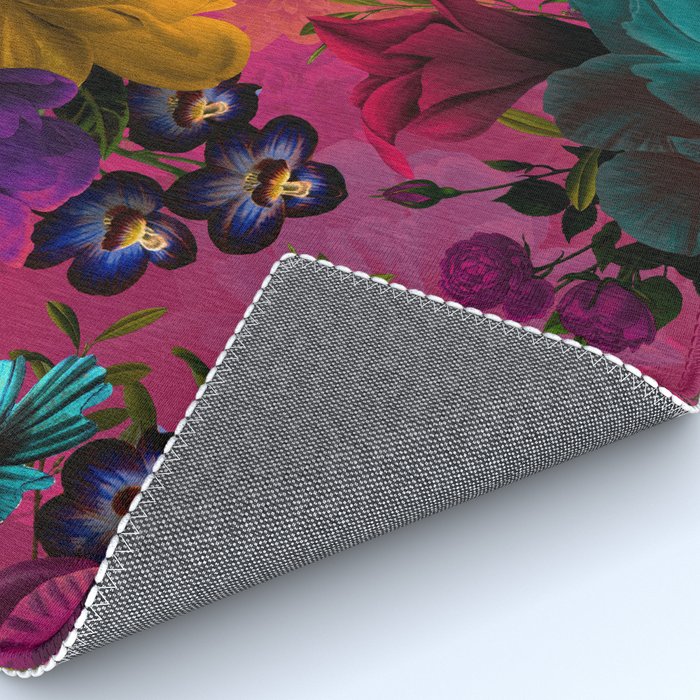 Vintage & Shabby Chic - Purple Botanical Lush Flowers Midnight Garden Rug Gallery Image 4