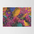 Vintage & Shabby Chic - Purple Botanical Lush Flowers Midnight Garden Rug Gallery Image 2