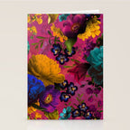 Vintage & Shabby Chic - Purple Botanical Lush Flowers Midnight Garden Stationery Card Gallery Image 2