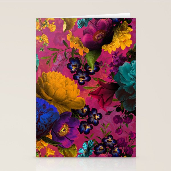Vintage & Shabby Chic - Purple Botanical Lush Flowers Midnight Garden Stationery Card Gallery Image 1