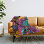 Vintage & Shabby Chic - Purple Botanical Lush Flowers Midnight Garden Throw Blanket Gallery Image 1