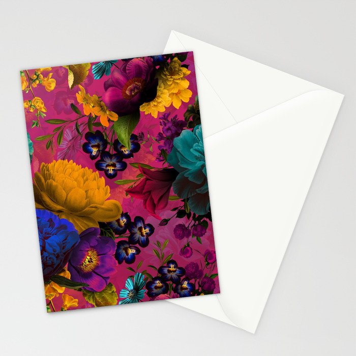 Vintage & Shabby Chic - Purple Botanical Lush Flowers Midnight Garden Stationery Card Gallery Image 2