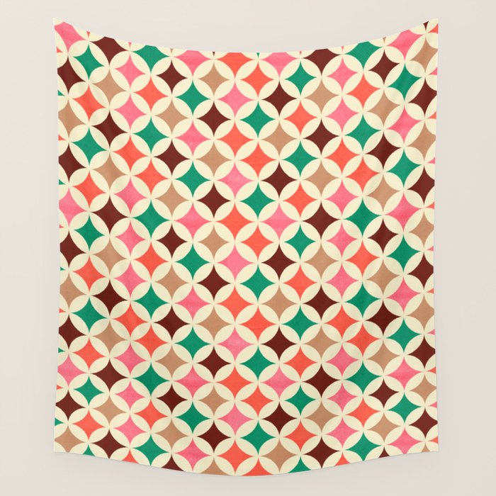 Bold and Cheerful Christmas Quilt: Starry Circles with Texture Wall Tapestry Gallery Image 4