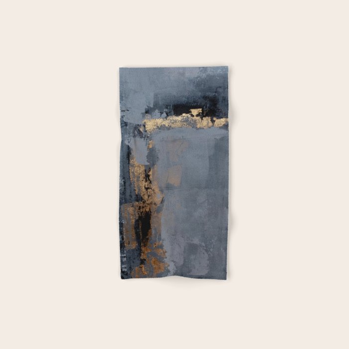 Golden Abstract Texture Grey and Gold Modern Painting Bath Towel Gallery Image 1