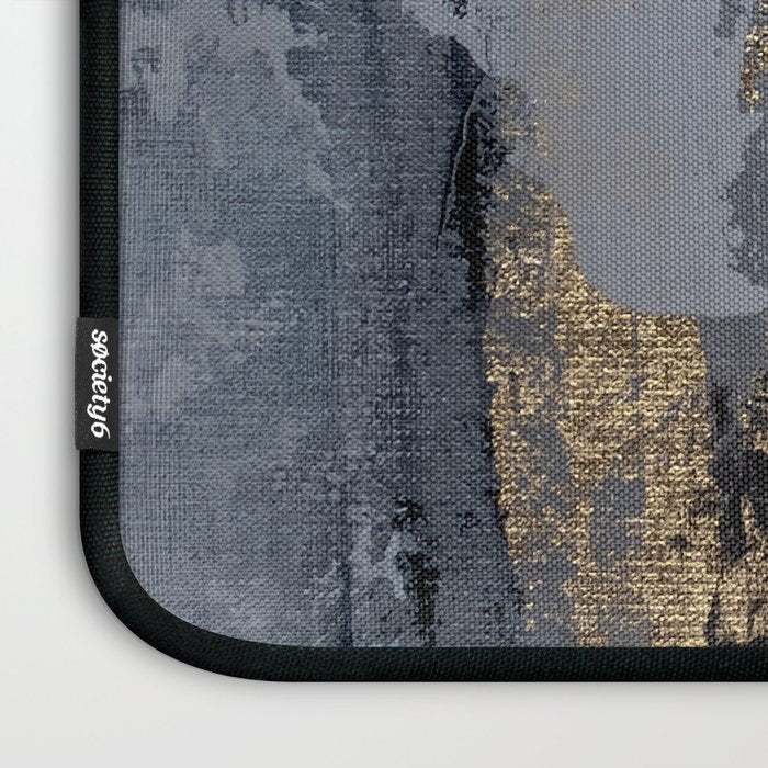 Golden Abstract Texture Grey and Gold Modern Painting Laptop Sleeve Gallery Image 3