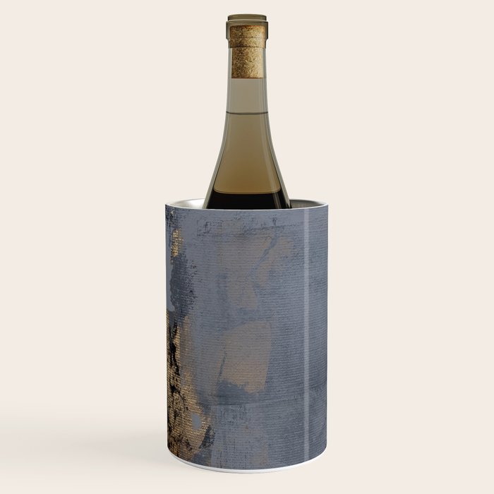 Golden Abstract Texture Grey and Gold Modern Painting Wine Chiller Gallery Image 1