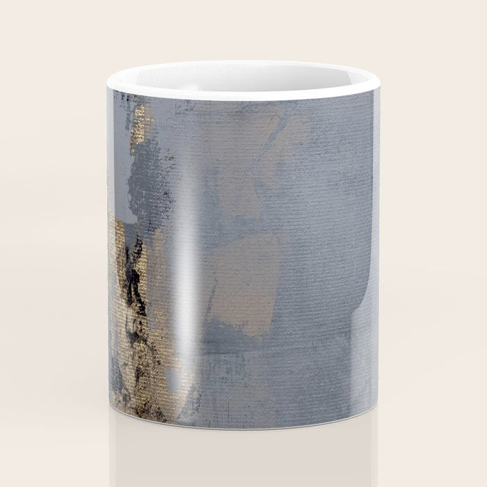 Golden Abstract Texture Grey and Gold Modern Painting Coffee Mug Gallery Image 4