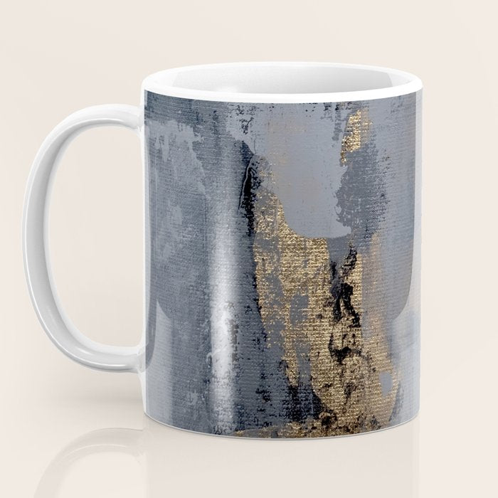 Golden Abstract Texture Grey and Gold Modern Painting Coffee Mug Gallery Image 3