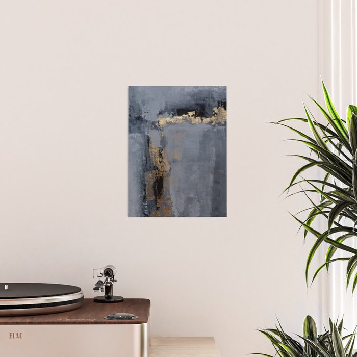 Golden Abstract Texture Grey and Gold Modern Painting Poster Gallery Image 2