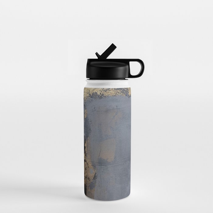 Golden Abstract Texture Grey and Gold Modern Painting Water Bottle
