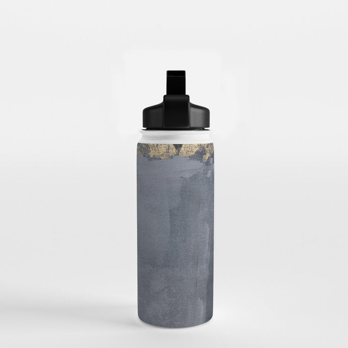 Golden Abstract Texture Grey and Gold Modern Painting Water Bottle Gallery Image 2