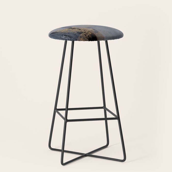 Golden Abstract Texture Grey and Gold Modern Painting Stool Gallery Image 1