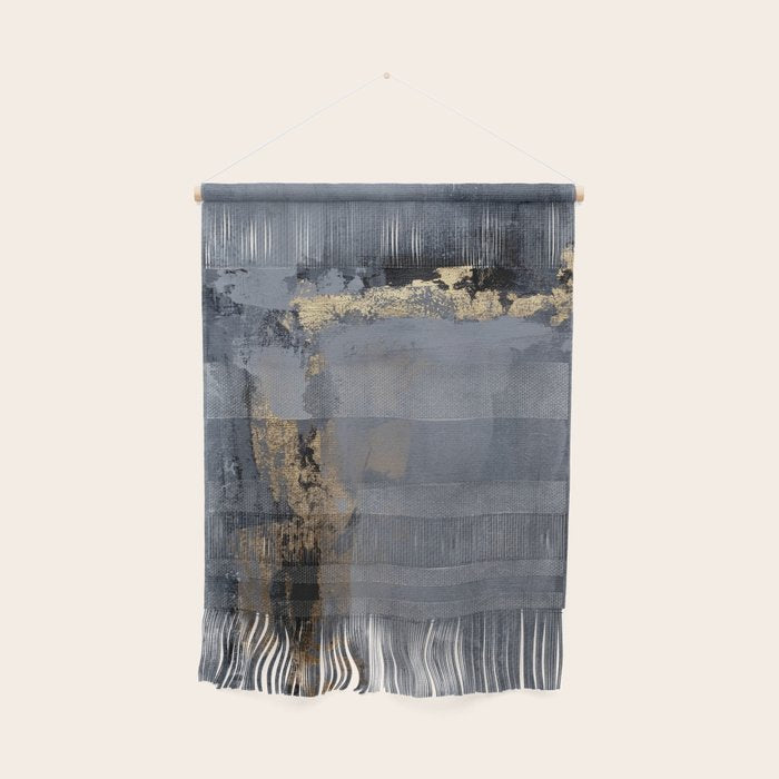 Golden Abstract Texture Grey and Gold Modern Painting Wall Hanging Gallery Image 1
