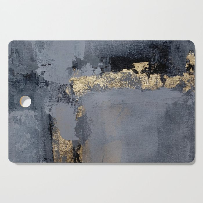 Golden Abstract Texture Grey and Gold Modern Painting Cutting Board Gallery Image 1