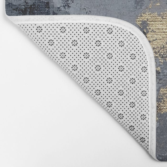 Golden Abstract Texture Grey and Gold Modern Painting Bath Mat Gallery Image 2