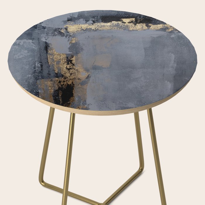Golden Abstract Texture Grey and Gold Modern Painting Side Table Gallery Image 2