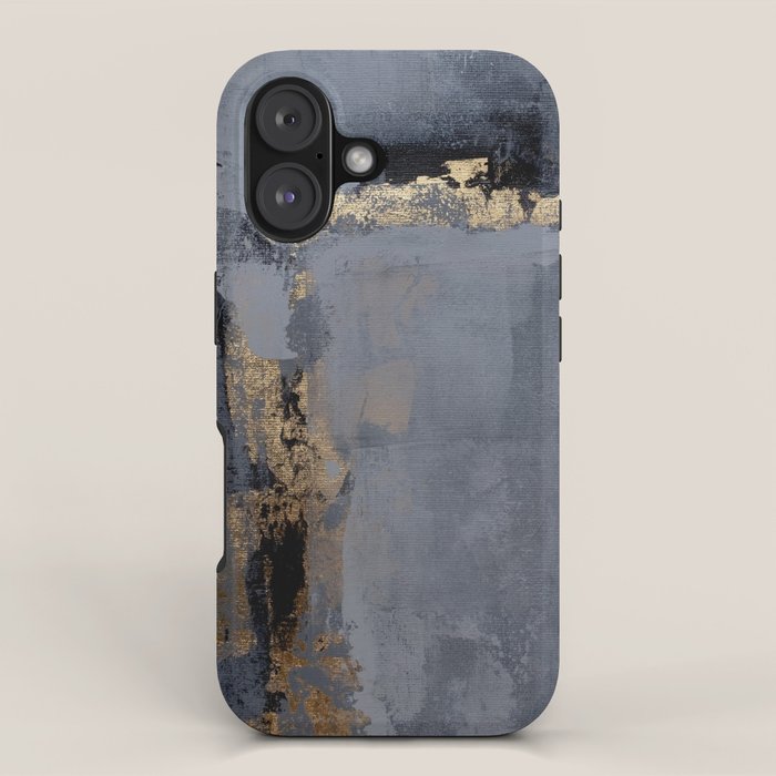Golden Abstract Texture Grey and Gold Modern Painting iPhone Case Gallery Image 1
