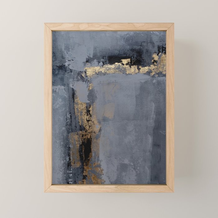 Golden Abstract Texture Grey and Gold Modern Painting Mini Art Print Gallery Image 1