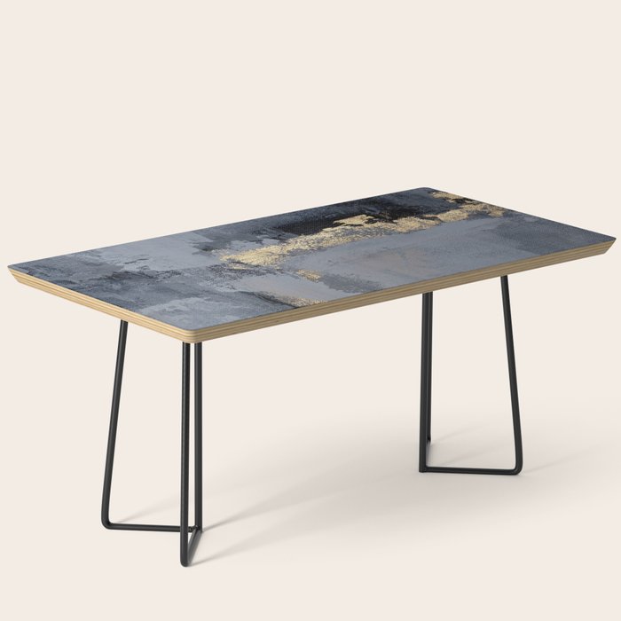 Golden Abstract Texture Grey and Gold Modern Painting Coffee Table Gallery Image 1