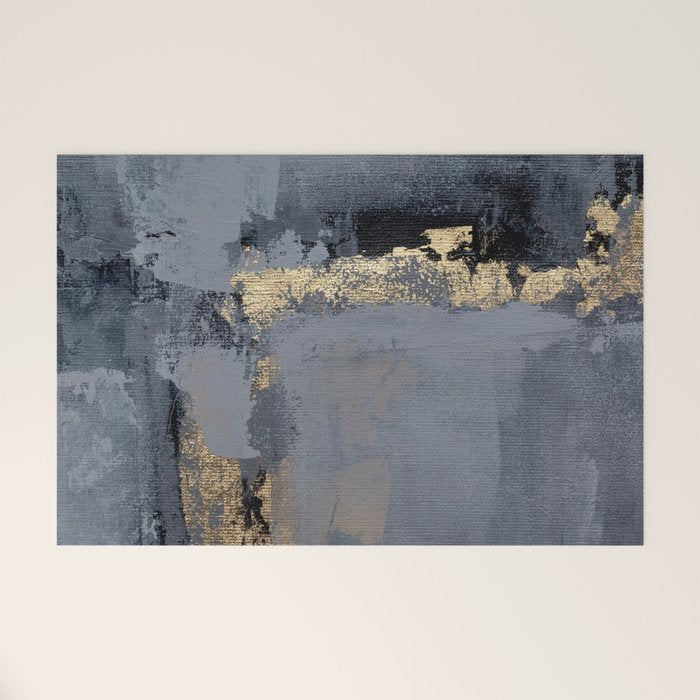 Golden Abstract Texture Grey and Gold Modern Painting Welcome Mat Gallery Image 1