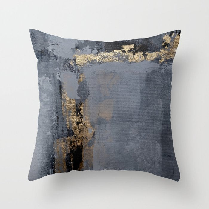 Golden Abstract Texture Grey and Gold Modern Painting Throw Pillow Gallery Image 1