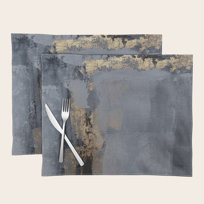 Golden Abstract Texture Grey and Gold Modern Painting Placemat Gallery Image 1