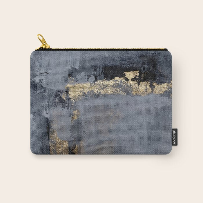 Golden Abstract Texture Grey and Gold Modern Painting Carry All Pouch Gallery Image 1