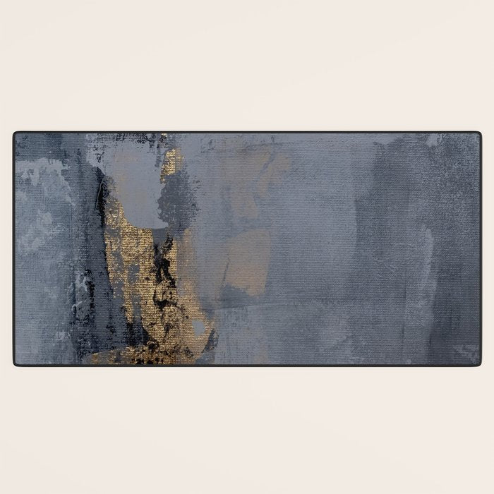 Golden Abstract Texture Grey and Gold Modern Painting Desk Mat Gallery Image 3