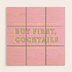 Pastel Pink Party Cocktails Wood Wall Art Gallery Image 1